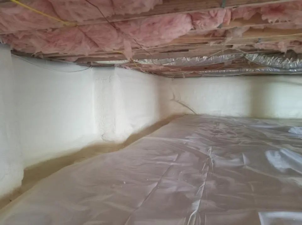 Crawl space encapsulation with closed-cell spray foam for Roof Waterproofing in North Andover